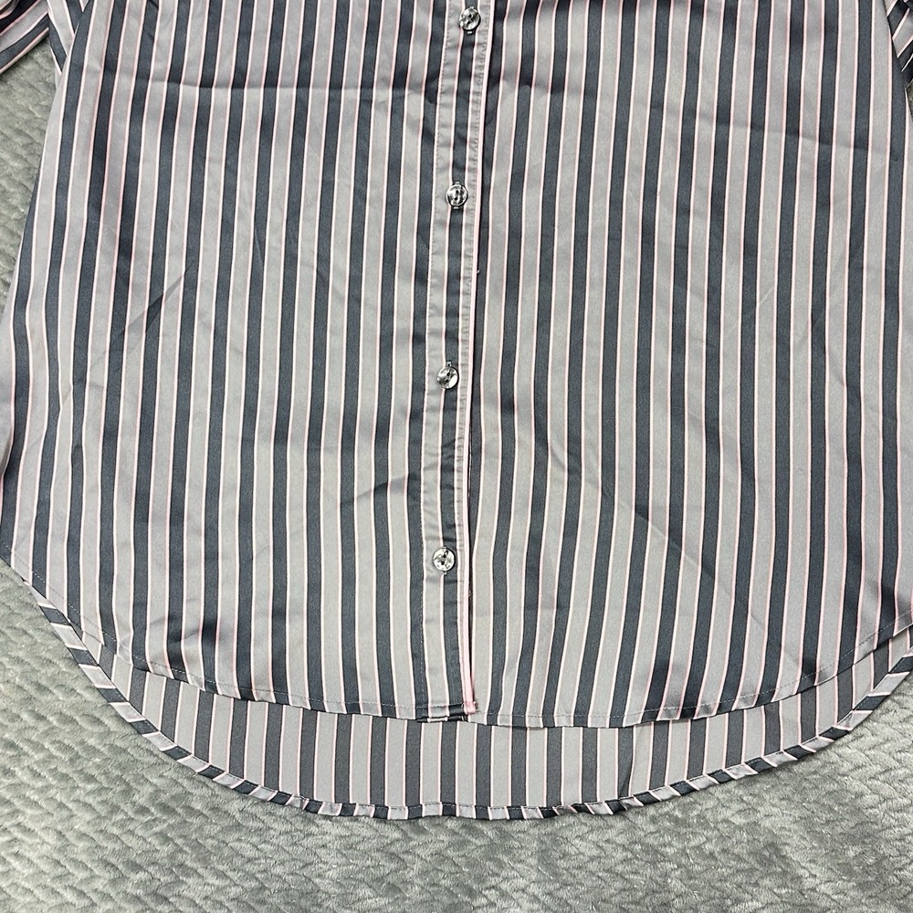 Victoria's Secret Pajama Top Large Pink Satin Long Sleeve Button Up Pinstripe - Picture 7 of 10
